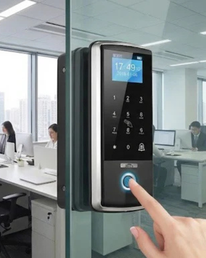 Astra Glass | Fechadura Biométrica para Porta de Vidro (Sem Furos)