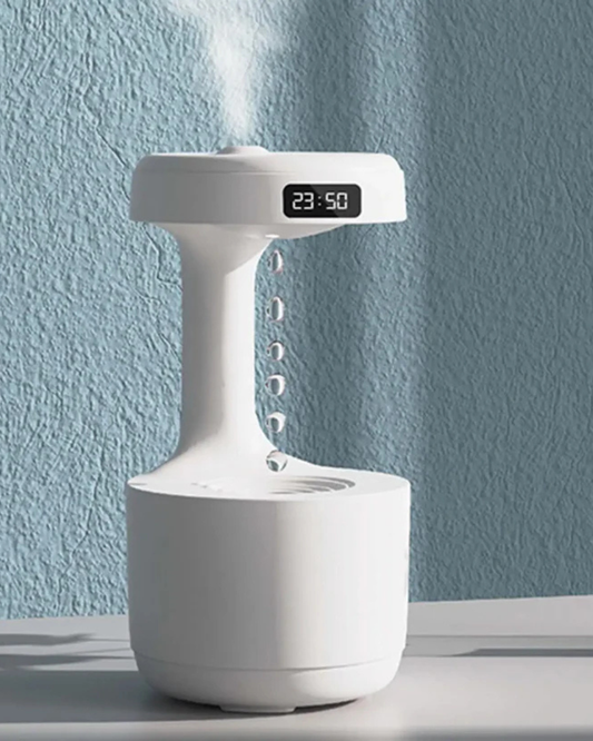 Astra Drop | Umidificador Anti-Gravidade & Relógio Digital